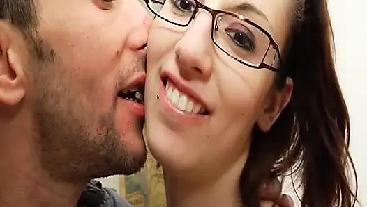 French Office Secretary Got Cum All Over Her Glasses