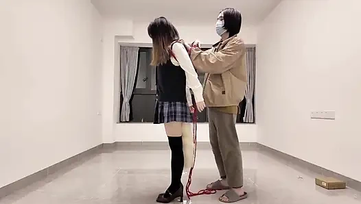 Hs19-a Girl in a School Uniform Was Bound Wander the Streets