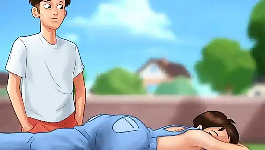 Yaz mevsimi efsanesi: genç erkek avcısı olgun orta yaşlı seksi kadın arka bahçesinde genç adamı baştan çıkarıyor bölüm 108