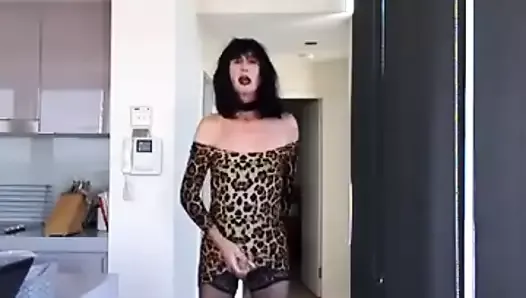 Slutty leopard print mini cum job