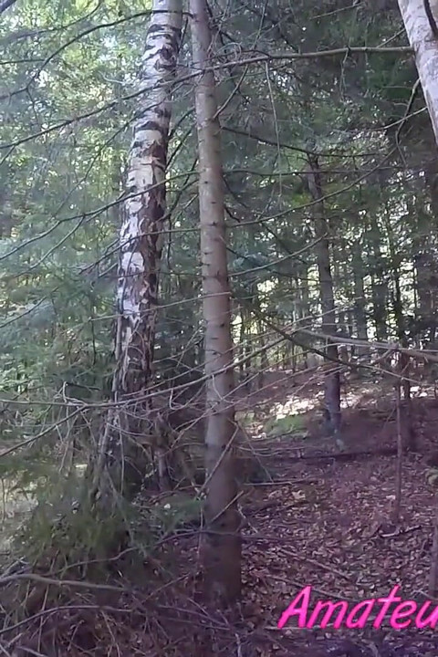 Mature man watches girl masturbate in the forest