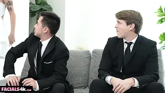 Bride-To-Be Gets Spit Roasted By Fiance and Best Man