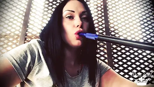 Blowing shisha smoke from itching nose and scratching it all the time!