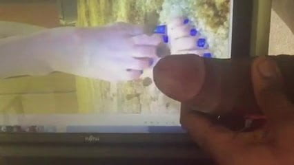 Cumshot Tribute to Mrs P's Toes (Slow Mo)