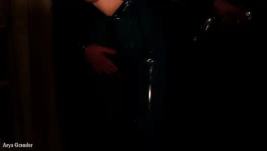 Latex rubber wash and teasing by sexy curvy MILF Arya Grander