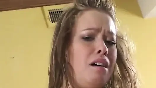 Teen-babe chick riding big dildo-balloon