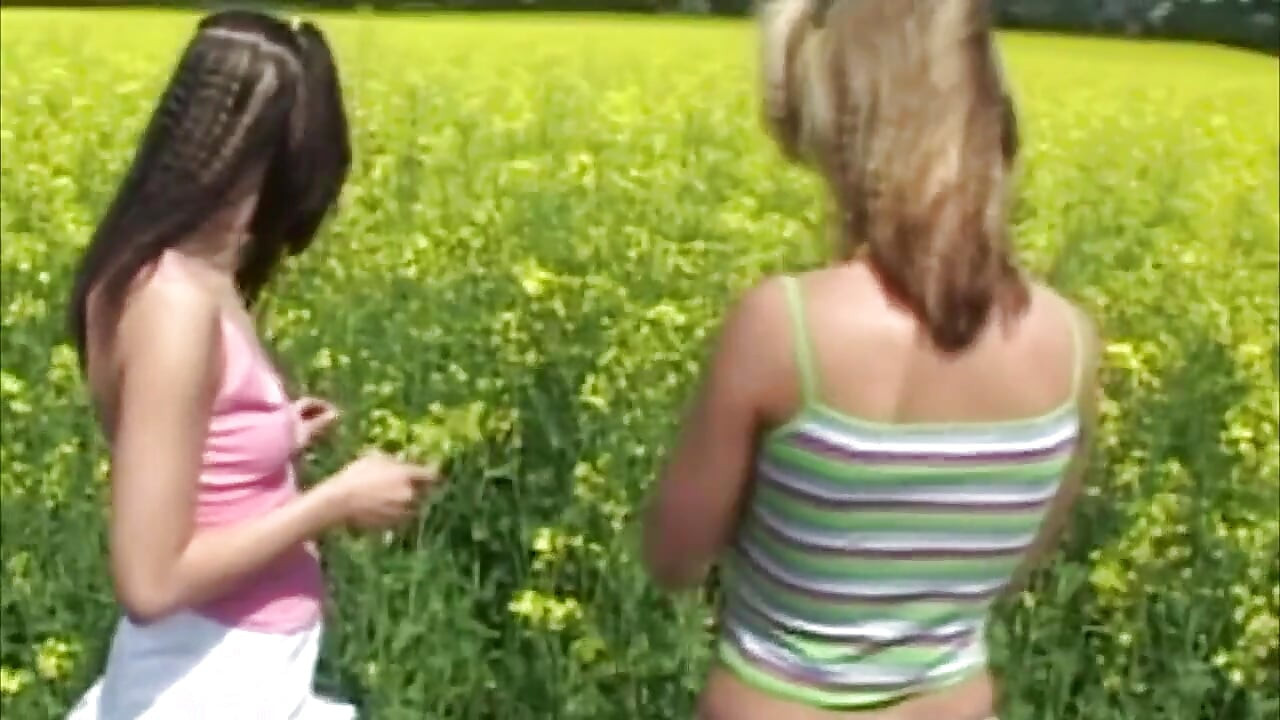 Jovens lésbicas com batom provocam com brinquedos ao ar livre