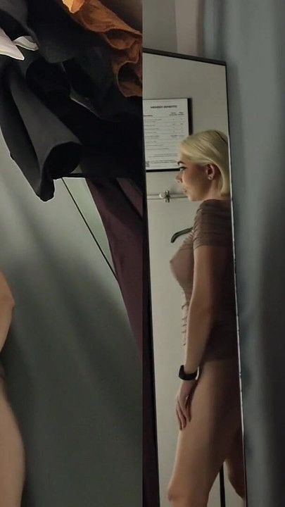 Key moment from "I try on transparent clothes in the fitting room. Amateur video in dressing room"