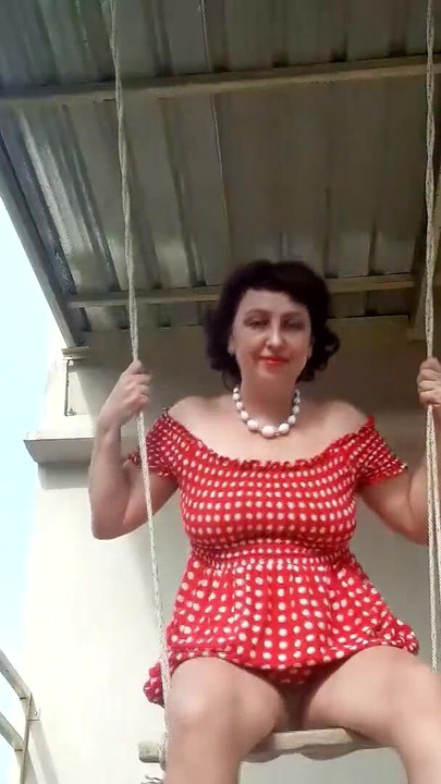Beutiful lady swinging without panties on a swing outdoors. Slow motion 127 2 | Clip 1