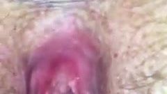 Mature Amateur Hairy Pussy extreme close up inside cream pie
