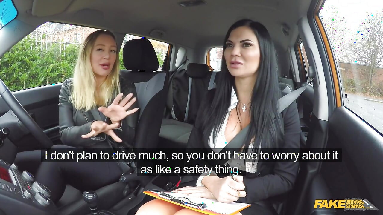 Fake Driving School - Fake Driving School Instructor Saves a Hot Friend From Failing with a Steamy Lesbo Front Seat Session