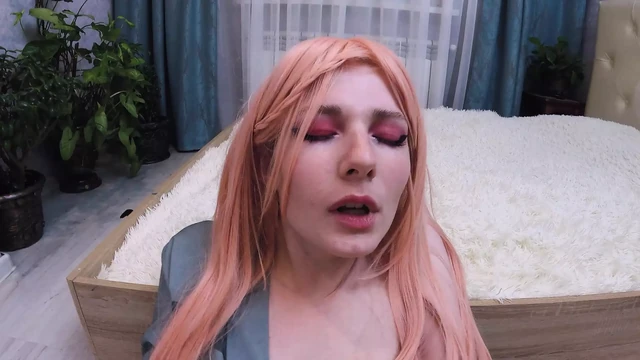 Hot elf masturbates with a huge dildo
