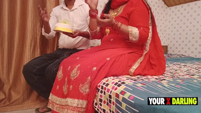 Stepmom cut the cake on her anniversary and fucked with her stepson on special day