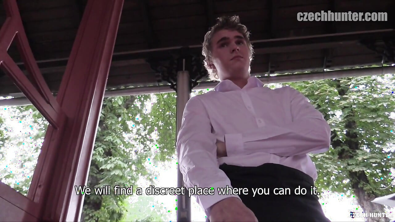 Amateur Czech Hunter Seduces Young Waiter for a Bareback Sex Session Indoors