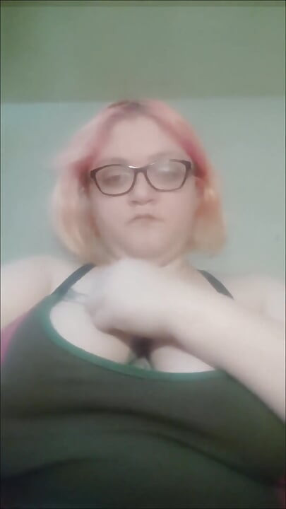 Amputated Fat BBW Playing with Her Huge Tits - Amateur Slow Motion