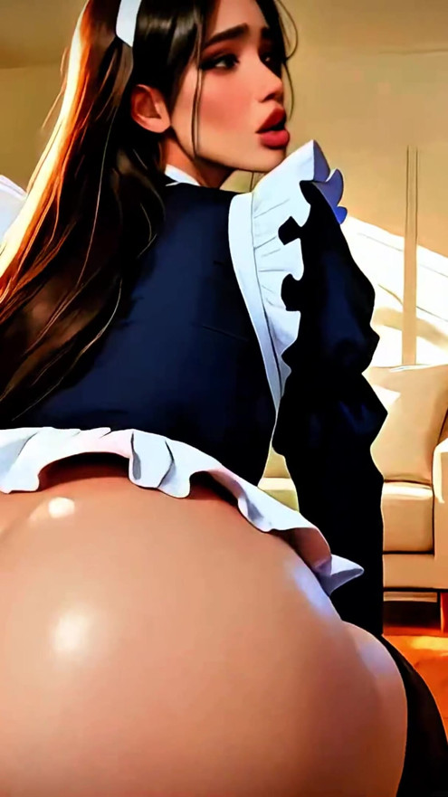 Big Tits Brunette Maid Intense Home Fuck and Sucking (100% AI Generated) | Clip 1