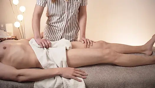 Massage turns dirty - she gives him an unexpected happy ending