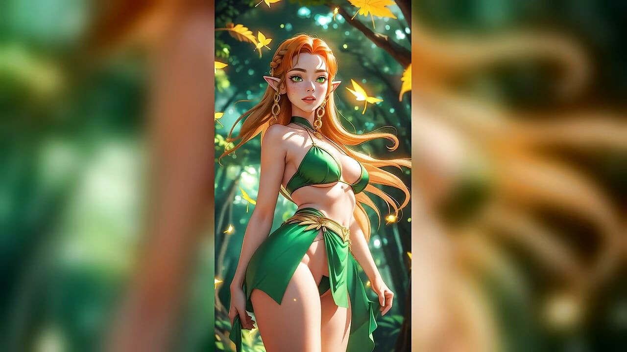 Copper Red Elf Green Bikini Autumn Forest Dance - Sexy AI Babes
