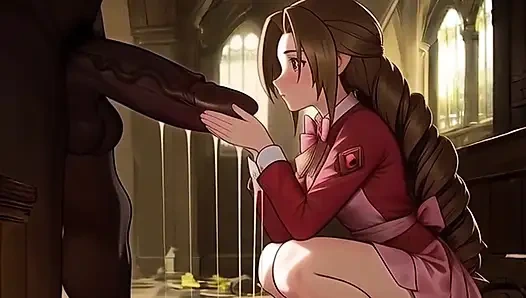 Aerith nyepong besar pria kulit hitam di gereja bekas