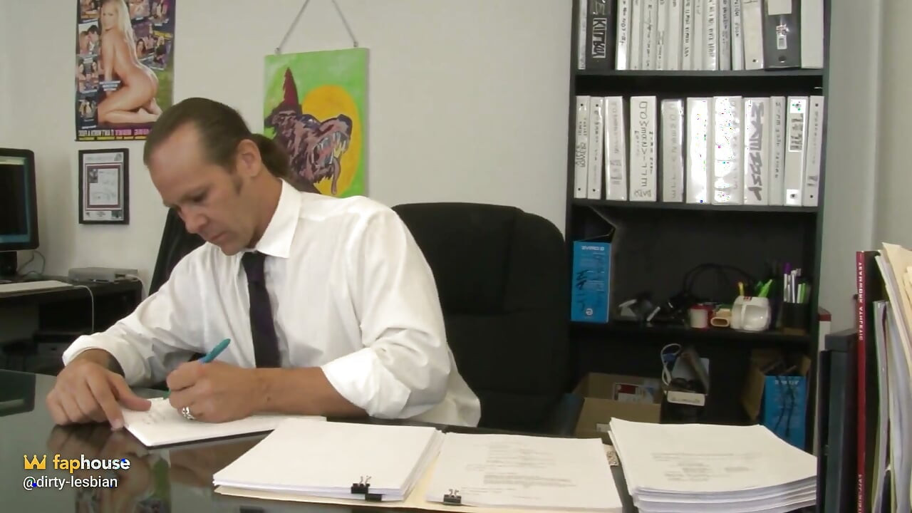 Redhead MILF Stuffed with Massive Dildos on the Office Desk