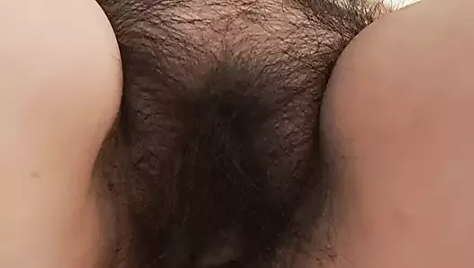 wife making her hairy pussy happy