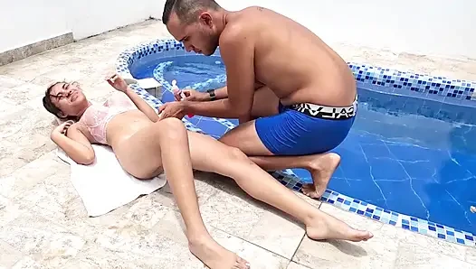 Innocent to hot 18 year old skinny massage ends in hardcore orgasm