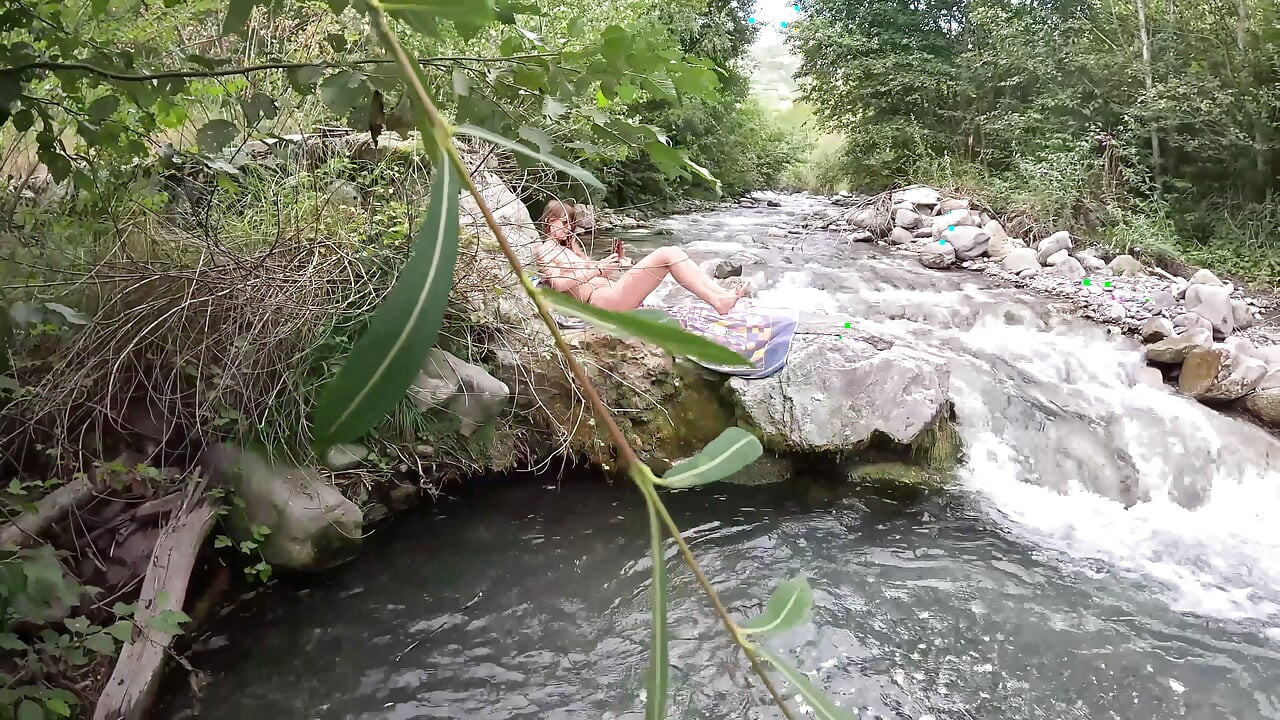 MILF Caught Taking Topless Photos by a Voyeur Ends with a Squirt and Her Face Covered in Cum