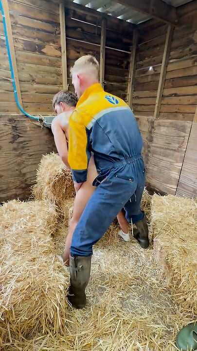Topless Psychic Gets Fucked Harder Then He Predicted by Farmer Sam in His Barn