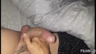 Stroking my cock n fingering my wet foreskin and tight ass