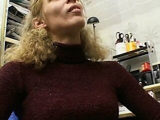Curly Blonde Solo in the Office