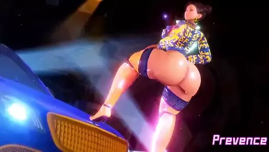 Chun Li Shakes her Fighter Booty (and the car)