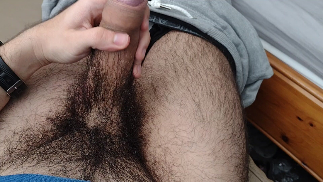 Hung uncut cock showing off