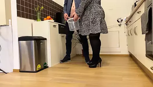 My mother-in-law helped me pee and bent over doggy style to masturbate her wet, excited pussy