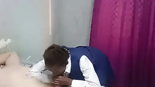 Student sucks my white cock & ride step daddies cock