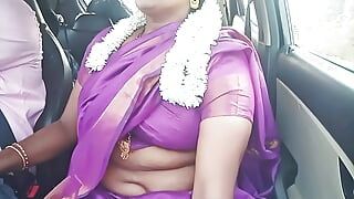 Telugu dirty talk, tia sexy em um sari com um motorista de carro? Vídeo completo