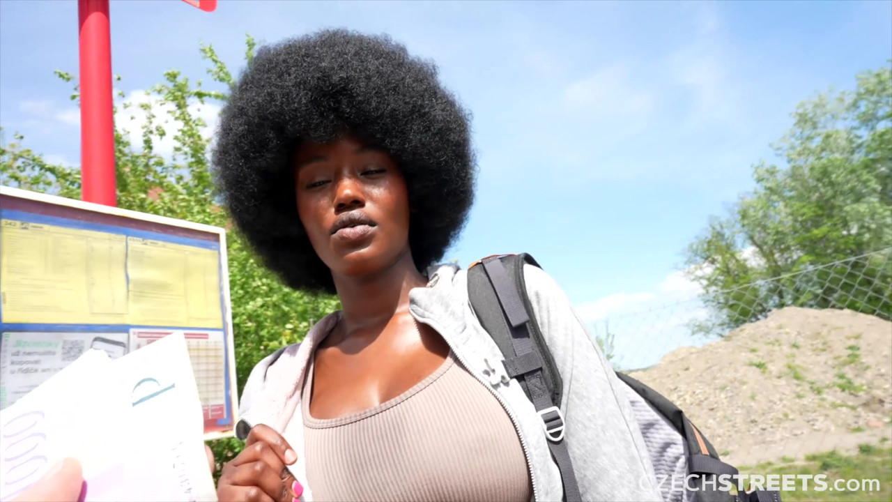 チェコの通り152:かわいい巨乳の黒人の女の子と急いで