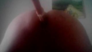 Fat Sissy Takes  a long stick up his ASS