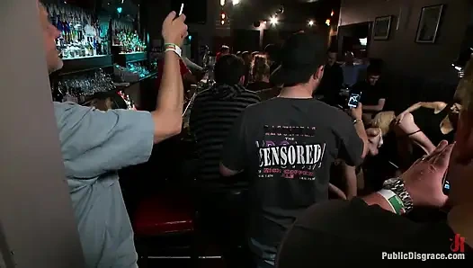 Hot Blonde Disgraced in Bar