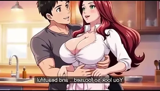 Stepmom teach stepson a special recipy in sexy style in kitchen
