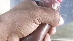Touching my hard big black cock in public.. .. My cock need a pussy