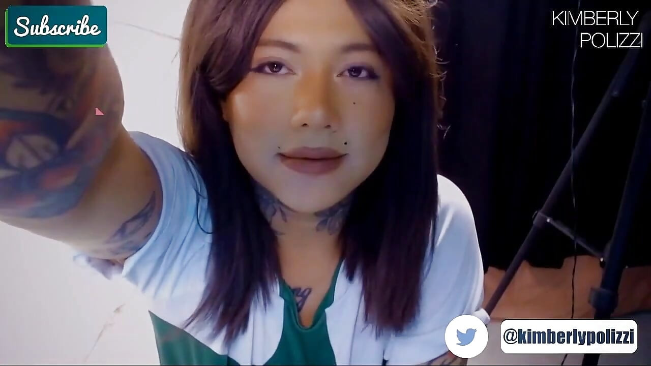 Beautiful tranny wanking her big cock and cumming