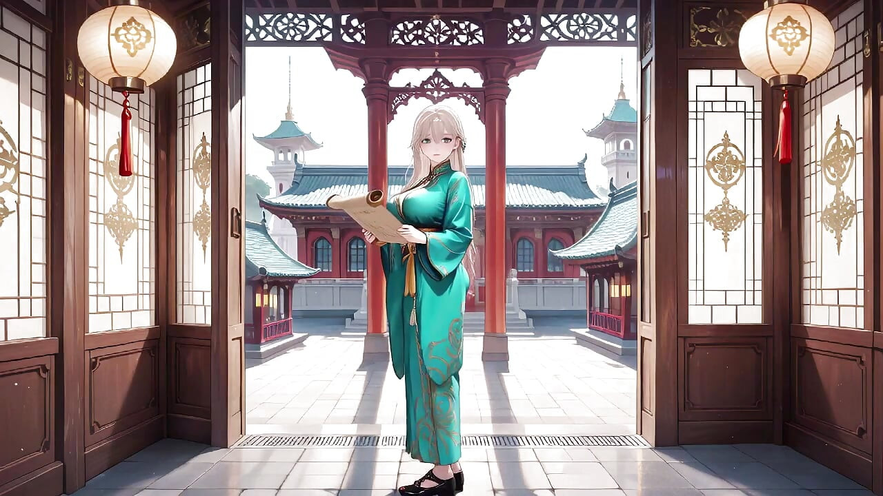 Blonde in a Green Kimono! Lazy Terrace Reading, off-shoulder Design Is Too Sinful!