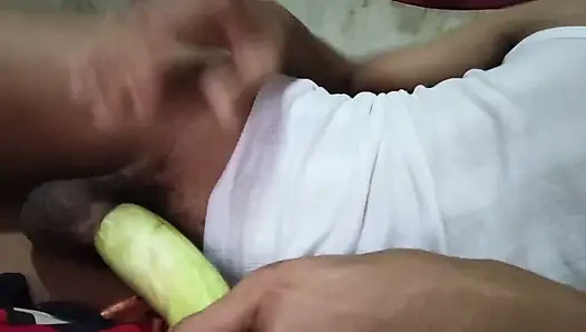 Jujut Expression Playing Solo Using Cucumbers That Have Been Hollowed Out