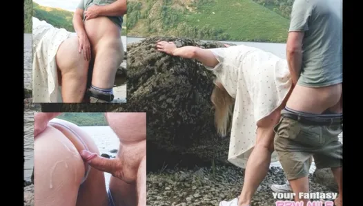 Fucked in Nature - Cheating Wife sex with lover by lake (hotwife cuckold cheating swinger vixen bull cum sperm ass)