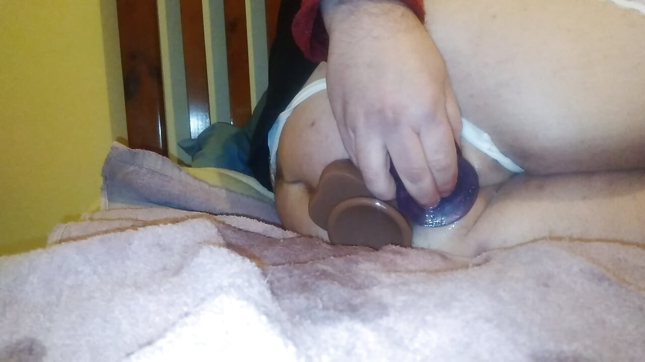 Fat sissy slut double penetration in new lingerie