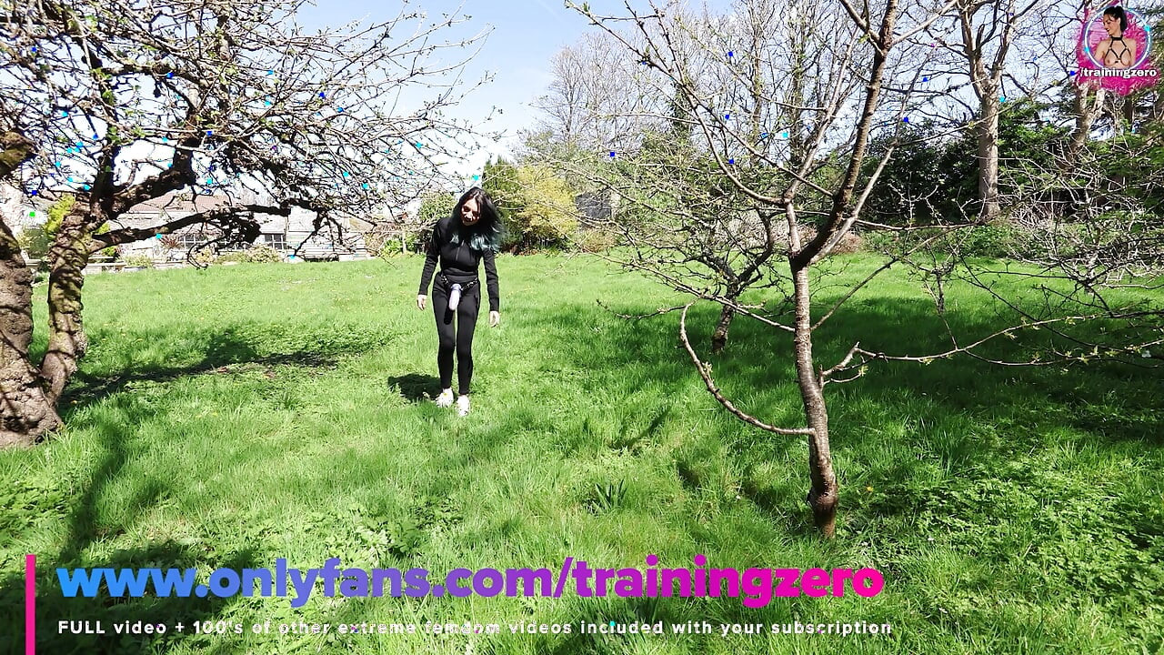 Training Zero Anal Public Pegging in my Garden Outdoors with my Huge Strapon