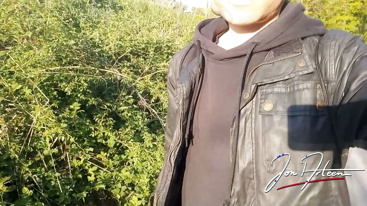 Gay boy Jon Arteen freeballing showing his dick and naked ass outdoor