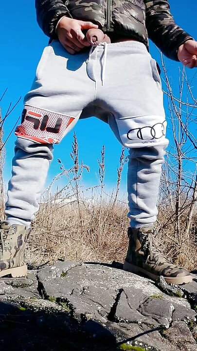 Slow Motion Jerk off Outdoor While Smoking Cigarette