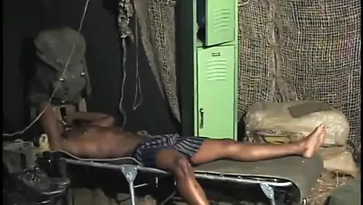 Black stud moans while his gay lover bangs his ass in bed