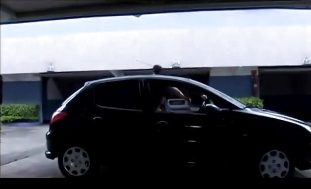 Bad girl with tats and leather skirt gets her pussy rammed in a garage